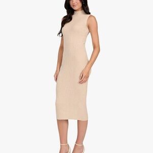 GUESS Mock Neck Ribbed Knit Dress